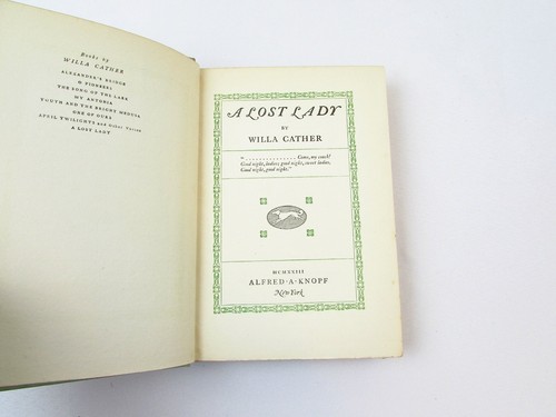 A Lost Lady by Willa Cather 1923 Hardcover First Edition 1st Printing - Picture 8 of 10