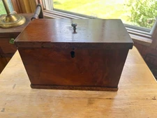Small Antique Hand Dove Tailed Cherry & Burled Veneer Chest, Free S/H