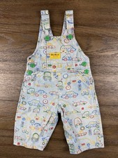 VTG Oshkosh B'Gosh Boys Vestbak Bib Car Truck Print Overalls Size 6-9 Months