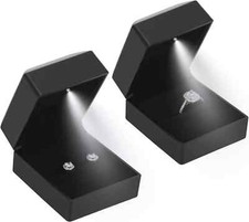 2 Pieces Ring Earring Gift Box with LED light, Elegant Velvet Ring Case Jewelry