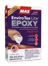 ENVIROTEX Lite Pour-On Epoxy High Gloss Finish 16oz Preserves Surfaces 2016
