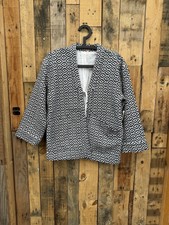 Free People Lulu Jaquard Jacket Size Xs New Black & White Rrp £188