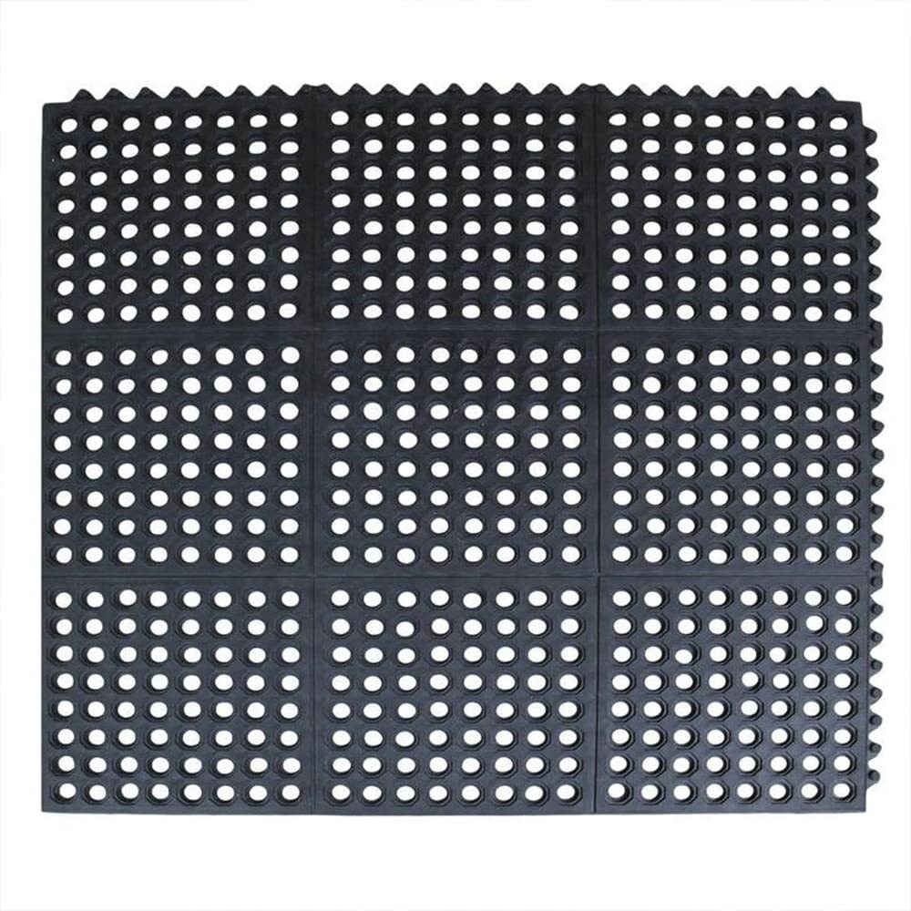 Anti-Fatigue Rubber Floor Mat - Commercial Grade Interlocking Non-Slip Recycl...
