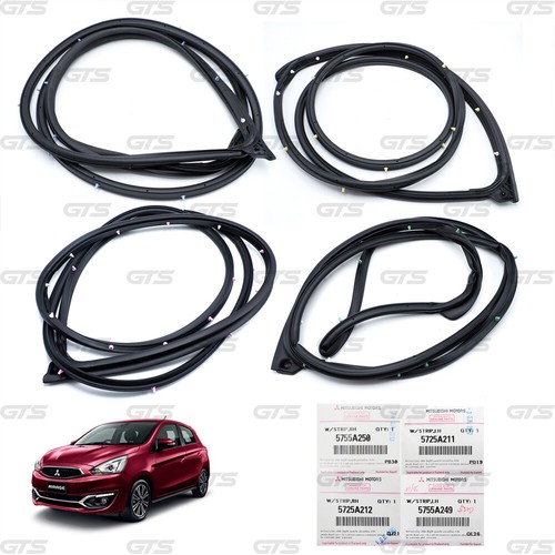 Set 4 Door Rubber Seal Weatherstrip Fits Mitsubishi Mirage Space Star 2012 2018 - Picture 2 of 8
