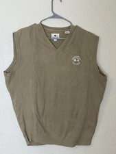 Lone Cypress Men's Pebble Beach Beige Cotton V Neck Sweater Vest L