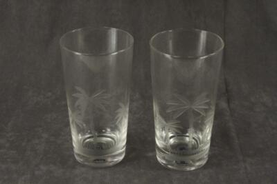 MODERN Lot WELLS Cut Crystal Tumbler Coolers PALM TREE EL21 Tropical Barware