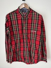 Tommy Hilfiger Men's Vintage 90's Plaid Flannel Shirt Large Button Down Jeans Up
