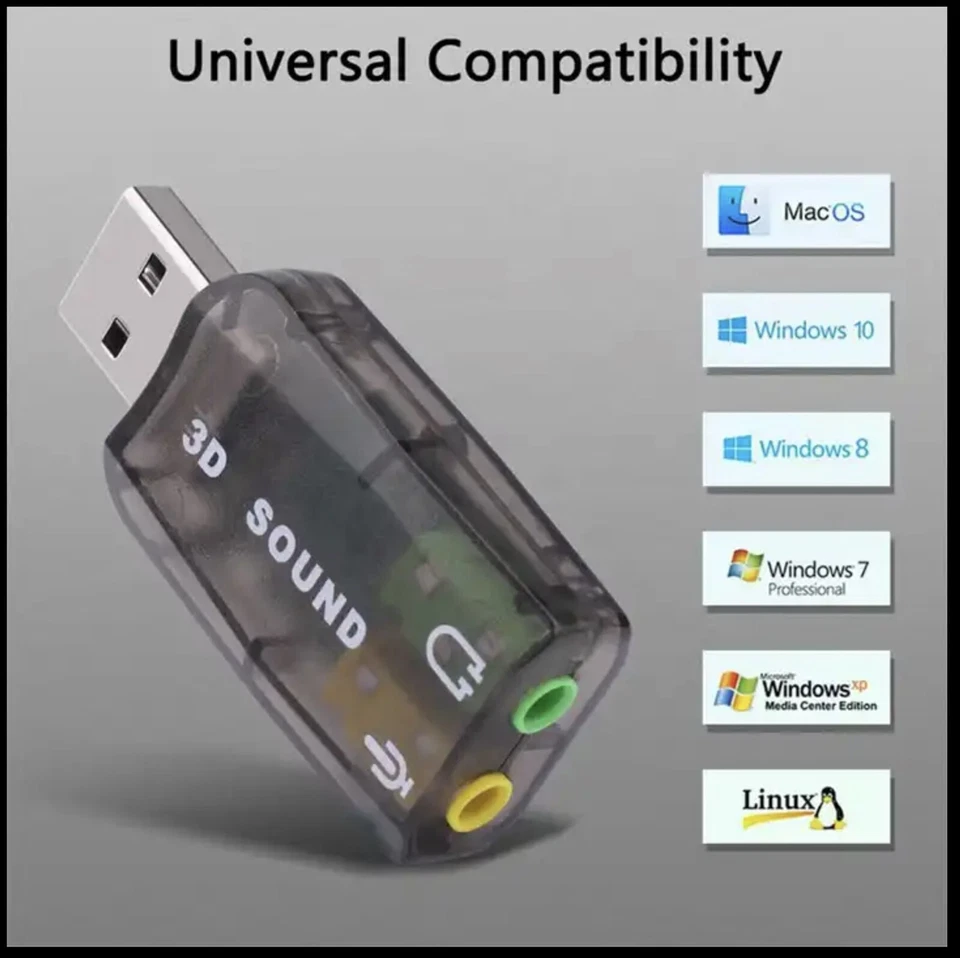 USB Port TO Mini Jack Adapter for apple Mac laptop PC Headset Sound CONVERTER UK - Image 2 of 4