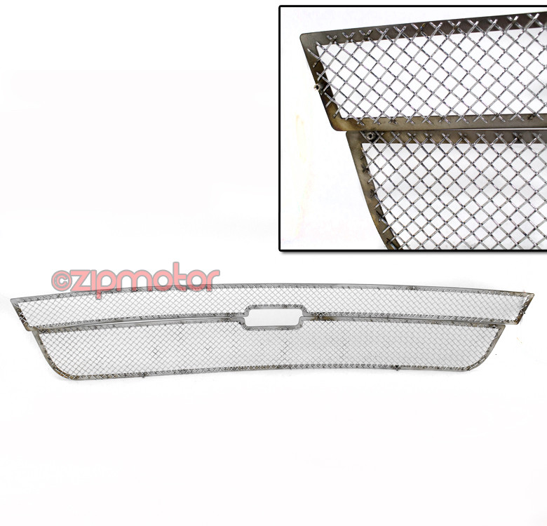 Chevy Silverado Grille Insert Combo - Stainless Steel Black Mesh With Chrome Rivets - View #3