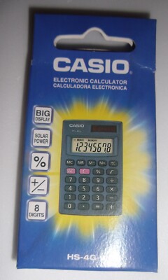 CASIO HS-4G-w Solar Calculator 8 Digits Big Display Pocket Size In Box