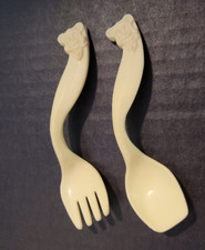 Matching Vintage Off White Spoon  Fork Pretend Play Utensils Teddy Bear Top