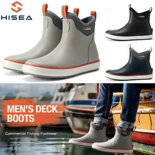 HISEA Men Ankle Fishing Deck Boots w/Steel Shank Non-Slip Waterproof Rain Boots