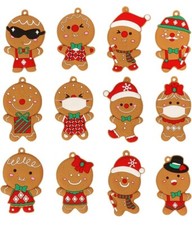 12 Pcs Gingerbread Man Ornaments For Christmas Tree Decorations Mini Gingerbread