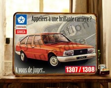 plaque métal vintage Simca Chrisler 1307 / 1308