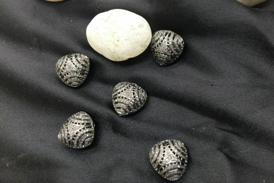 Pave Diamond Triangle Beads 925 Silver Diamond Necklace Beads Findings. - Image 4 of 4