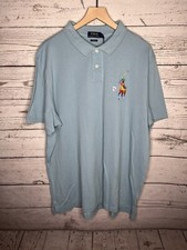 Polo Ralph Lauren Men  s Blue With Large Multicolor Pony Shirt Size XXL NWT