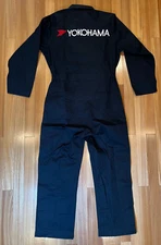 Vintage Yokohama Tire Sun Disk Japan Mechanic Coveralls Tsunagi Jumpsuit Black M