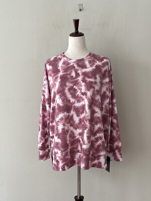 ID IDEOLOGY Womens Sz M Tiedye Printed French Terry Long Sleeves Pullover Top