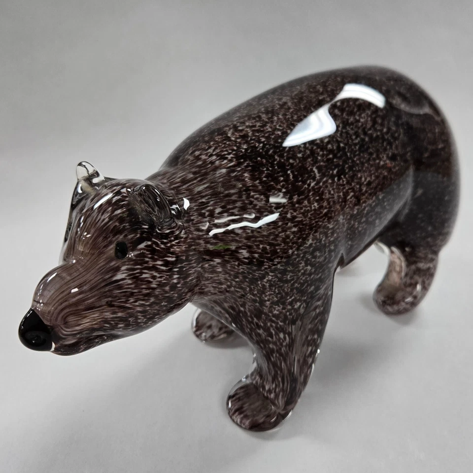 Vintage 1970s MURANO STYLE Hand Blown Art Glass - 8.5" x 5" Brown Bear - 5 .lb+ Foto 2 de 4