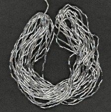 Vintage Silver Lined Bugle Beads Size 2 Clear Glass 10 Strand Hank 25 Grams