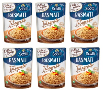 6 Riso Scotti Basmati Integrale Gedämpfter Fertigreis Vollkorn-Basmati Reis 230g