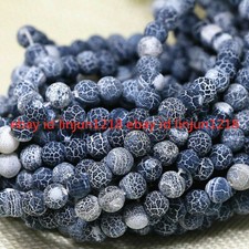 Nastural 8mm Black Dream Fire Agate Gemstone Round Loose Beads 15"