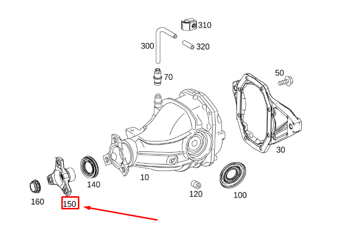 MB GLE W167 Rear Axle Housing Differential Joint Flange A2223507500