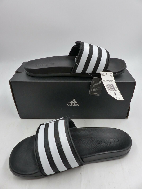 ADIDAS BLACK/WHITE ADILETTE COMFORT ADJ SLIDE SIZE US M 9 EG1344 BRAND NEW  EU 43 193101057209 | eBay
