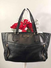 COLE HAAN Black Pebbled Leather Front Dual Pockets Shoulder Bag