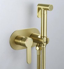 Brushed Gold Toilet Concealed Hot and Cold Bidet Spray Mixer Valve Holder Set