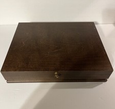 McGraw Handcrafted Wood Silverware Flatware Lined Storage Box Chest Made In USA