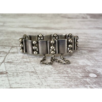Vintage 1960s Hector Aguilar Bracelet Mexico Solid Sterling Silver