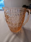 VINTAGE PINK JEANETTE PITCHER DEPRESSION GLASS BUTTONS AND BOWS 1930S,1940S