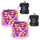 Lomotech Orange Purple Halloween Lights, 2 Pack 16.4ft 50 LED Battery Operate