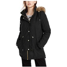 Celebrity Pink Women's Faux-fur Trim Hooded Parka Coat, Black, Size M, $119, Nwt