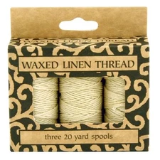 Lineco Waxed Genuine Linen Thread, 20 Yards, Pack of 3 Spools Natural