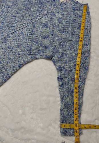 Maglione Style & Co Taglia XS Pom Blu Elasticizzato Scollo a V Dolman Manica Lunga Morbido Comodo - Foto 7 di 12