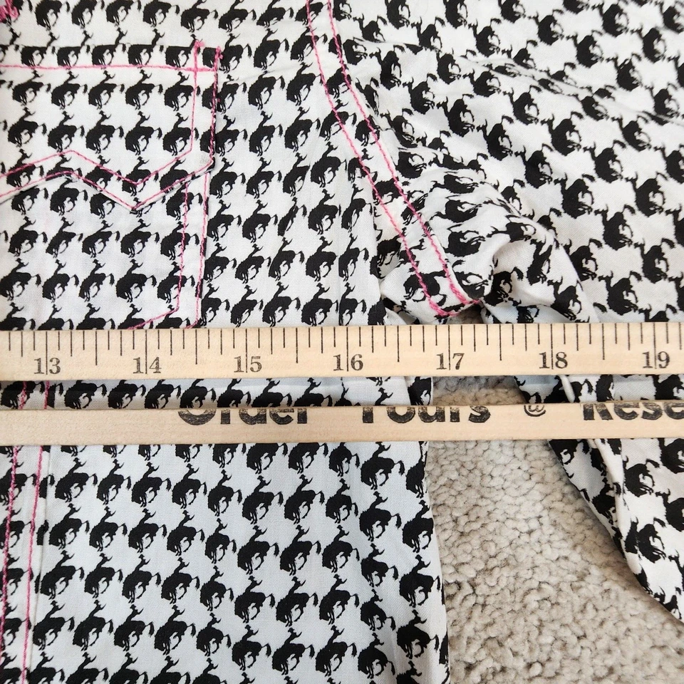 Camisa Cruel Niña Mujer Bucking Bronco Estampado Diente de Sierra Perla A Presión Rosa Acentos M Foto 4 de 4