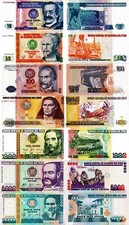 PERU' - Lotto 7 banconote 10/50/100/500/1000/5000/10.000 Intis FDS - UNC
