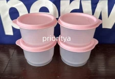 Tupperware 4oz / 120ml Snack Cup Set of 4 Clear Container Light Pink Seal New