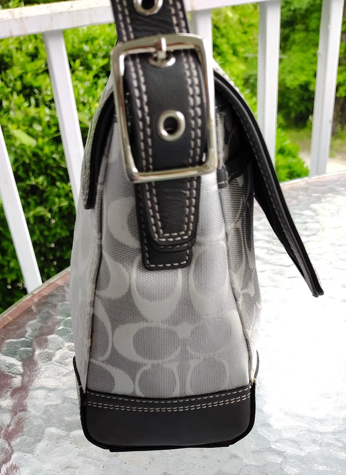 Coach F13972 Borsa Portafoglio MEDIA Vintage Y2K Soho Grigio Chiaro Firma C