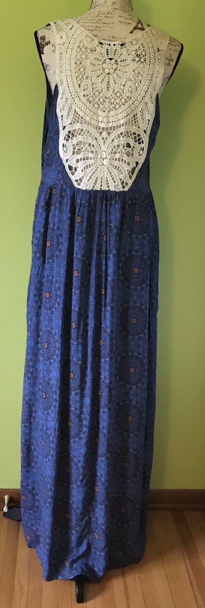 Forever 21 Long Maxi Summer Dress Blue Large | eBay