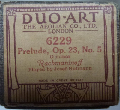 DUO-ART  ROLL RACHMMANINOFF'S PRELUDE Op. 23, No, 5 PLAYED BY JOSEF HOFMANN