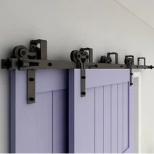 4FT-20FT Bypass Sliding Barn Door Hardware Heavy Duty Kit for Double/Four Doors