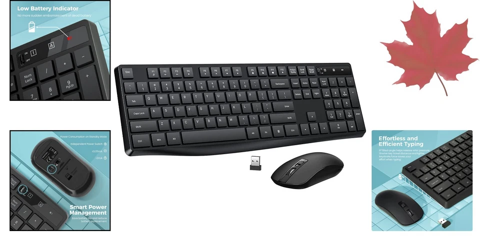 Wireless Keyboard and Mouse Combo - Plug-and-Play 2.4G - 3 DPI Adjustable - Image 2 of 4