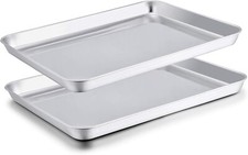 TeamFar Baking Sheet Set of 2 Baking Pans Tray Cookie Sheet Stainless Steel N...