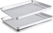TeamFar Baking Sheet Set of 2 Baking Pans Tray Cookie Sheet Stainless Steel N...