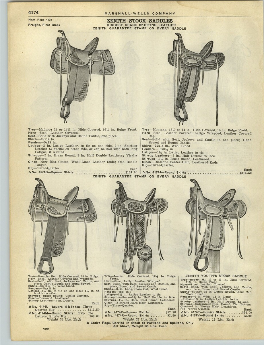 1928 PAPER AD 2 Sided Zenith Leather Horse Saddle Hoot