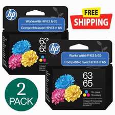 2-PACK High-Quality HP 63/65 Tri-Color Ink Cartridge EXP 1/2028 New in Box