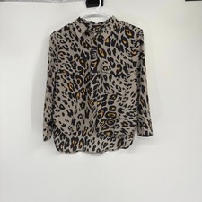 Equipment Femme Gray Animal Print 100 Silk Button Up Blouse Size XS